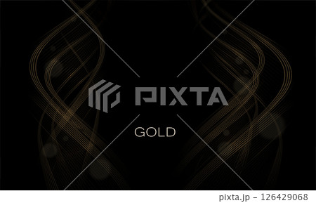 Isolated design components, exquisite golden waves on black background 126429068