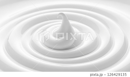 なめらかな白いクリームのうねり（AI生成画像） 126429135