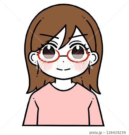 凛々しく微笑む眼鏡の女性のイラスト	 126429239