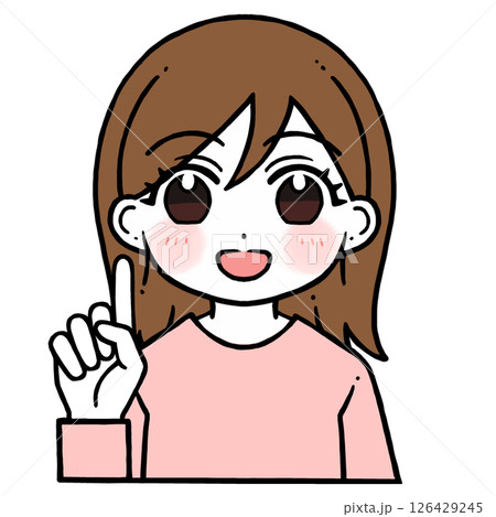 1を出す女性のイラスト 1を出す女性のイラスト 126429245