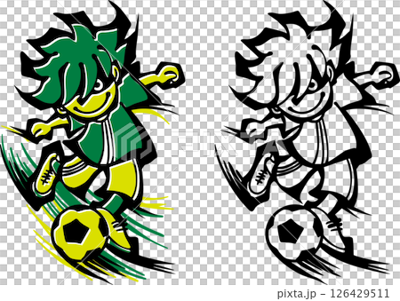 サッカーイラスト＜少年・子供・緑＞ 126429511