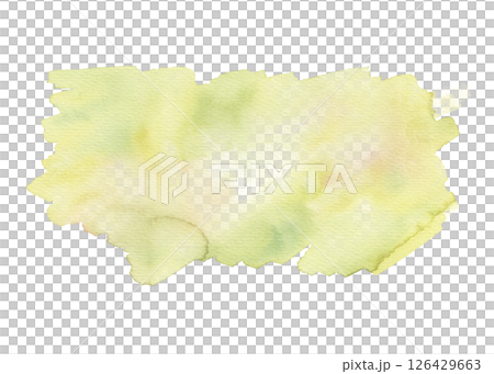 Watercolor olive green background with light yellow-green shades and soft texture. Hand-painted abstract stain, splash, or blotch. Artistic brush stroke perfect for natural, organic, and eco designs. 126429663