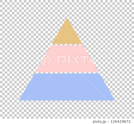 Triangular shape divided into three - Simple and cute 3-color infographic template with pyramid shape Triangular shape divided into three - Simple and cute 3-color infographic template with pyramid shape 126429672