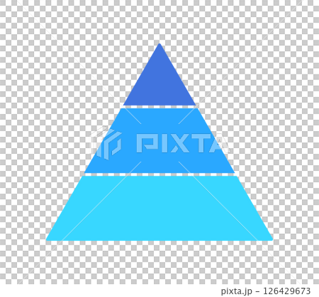 Triangular shape divided into three - simple 3 color infographic template with pyramid shape 126429673