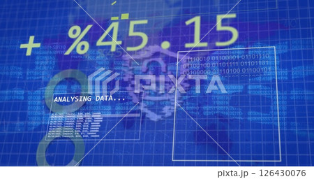 Image of padlock and digital data processing over world map Image of padlock and digital data processing over world map 126430076
