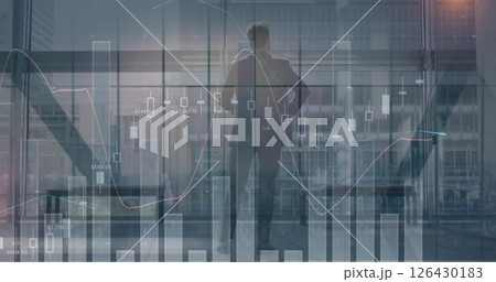 Image of financial data processing over businessman in office Image of financial data processing over businessman in office 126430183