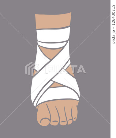 Vector isolated illustration of bandaging a leg. First aid for foot injuries. 126430215