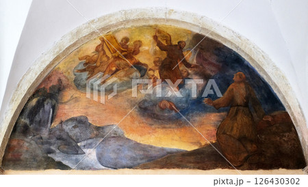 The frescoes with scenes from the life of St. Francis of Assisi, cloister of the Franciscan monastery of the Friars Minor in Dubrovnik, Croatia 126430302