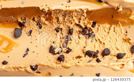 《AI画像》チョコチップの入ったキャラメルアイス 126430375