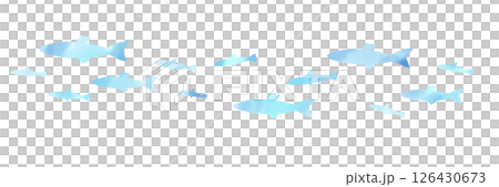 Watercolor style illustration of a school of light blue fish swimming 126430673