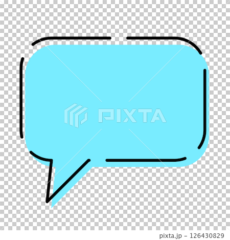 ふきだしシンプル 正方形丸みあり ブルー ふきだしシンプル 正方形丸みあり ブルー 126430829