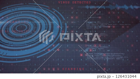 Image of data processing and scope scanning over security texts Image of data processing and scope scanning over security texts 126431044