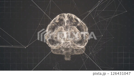 Image of digital brain spinning over network of connections Image of digital brain spinning over network of connections 126431047