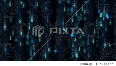 Image of binary coding digital data processing over black background Image of binary coding digital data processing over black background 126431177