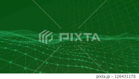 Image of network of connections and mathematical equations on green background 126431178