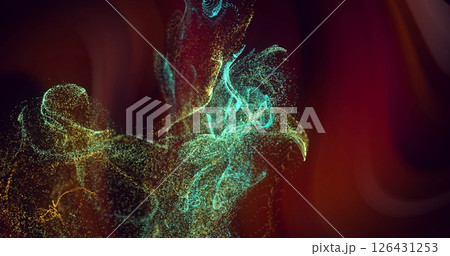 Image of glowing light trails moving over black background 126431253