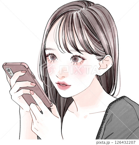 スマホに向かって話している女性 126432207