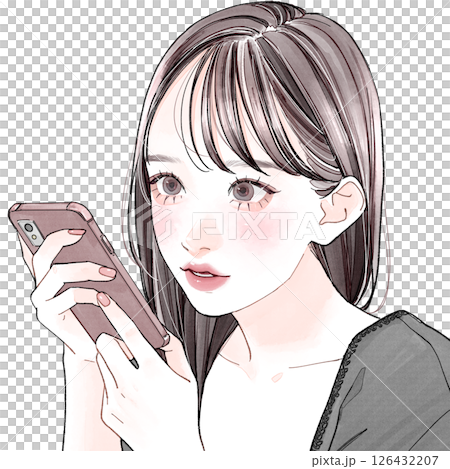 スマホに向かって話している女性 126432207