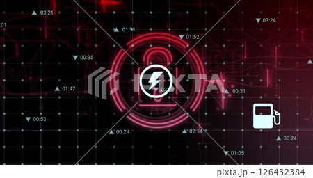 Image of padlock icon and digital data processing Image of padlock icon and digital data processing 126432384