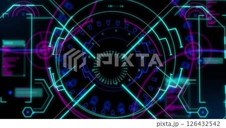 Image of scope scanning and digital data processing over black background Image of scope scanning and digital data processing over black background 126432542