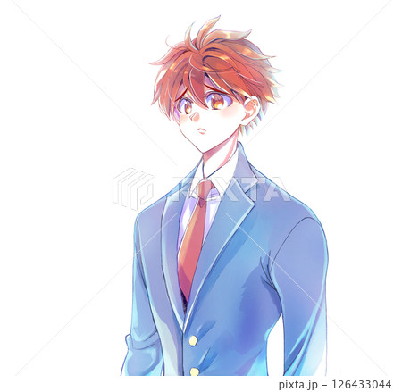 悲しい表情のブレザーの学生 悲しい表情のブレザーの学生 126433044