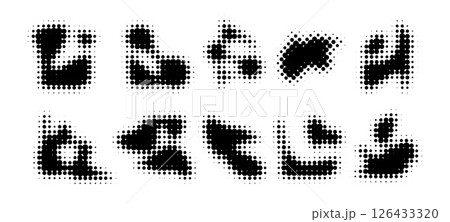Set of black halftone blob shapes Set of black halftone blob shapes 126433320