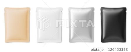 Set of blank foil bag packaging mockups Set of blank foil bag packaging mockups 126433338