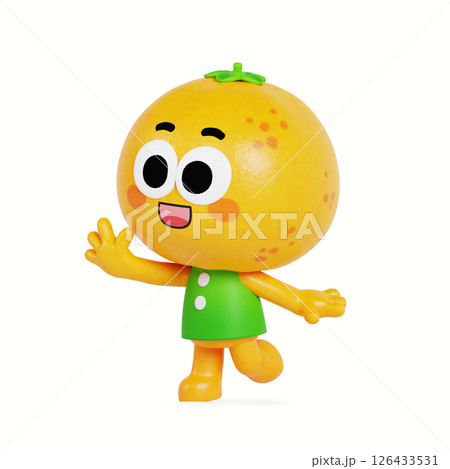 A cute anthropomorphic local specialty, tangerine character A cute anthropomorphic local specialty, tangerine character 126433531