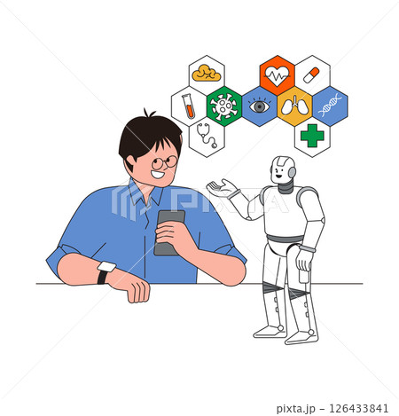Discussion of technology and healthcare between humans and robots 126433841