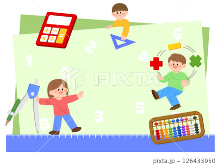 Children doing creative learning activities in math classroom 126433950