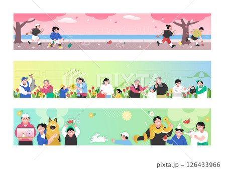 Festival banner with various people doing various activities 126433966