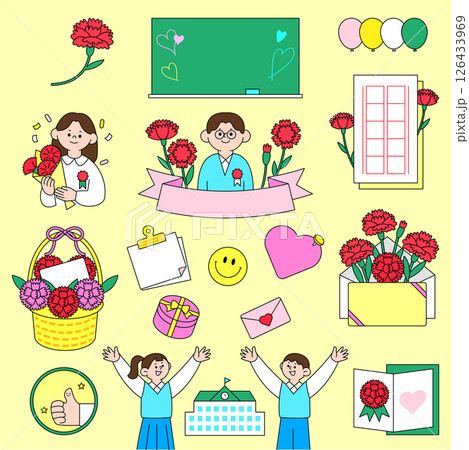 A collection of icons with messages commemorating Teacher's Day A collection of icons with messages commemorating Teacher's Day 126433969