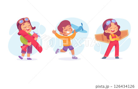 A Joyful Child Engaging in Various Creative Activities and Expressing Their Imagination 126434126