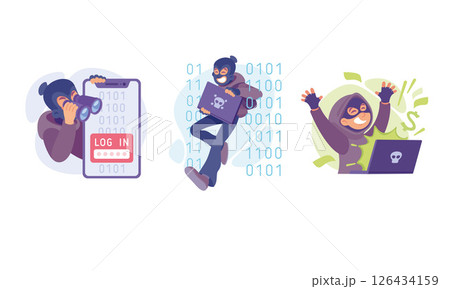 Illustration of Cybersecurity Threats as well as Hacking Activities in the digital realm Illustration of Cybersecurity Threats as well as Hacking Activities in the digital realm 126434159