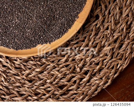 Organic natural chia seeds health benefits superfood. 126435094