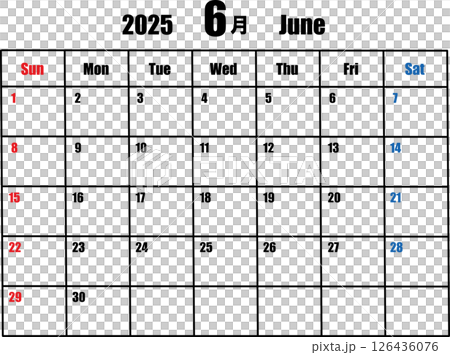 シンプルカレンダー（6月） 126436076
