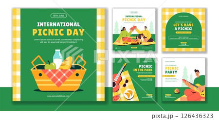 Social Media Post Template for International Picnic Day in Hand Drawn Style 126436323