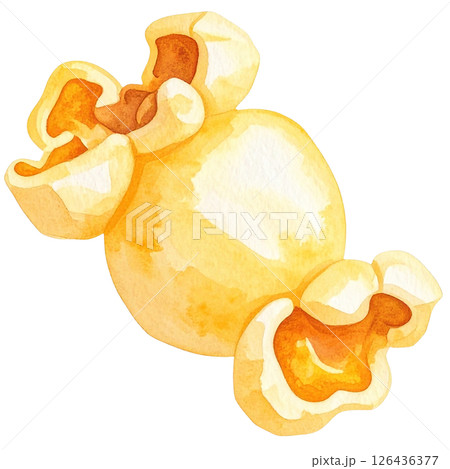 watercolor popcorn clipart bundle includes a variety of delicious snack-themed illustrations in striped buckets, paper bags, food stalls, popcorn trucks, and assorted gourmet toppings.  126436377