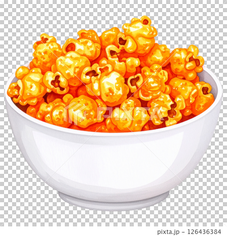 watercolor popcorn clipart bundle includes a variety of delicious snack-themed illustrations in striped buckets, paper bags, food stalls, popcorn trucks, and assorted gourmet toppings.  126436384