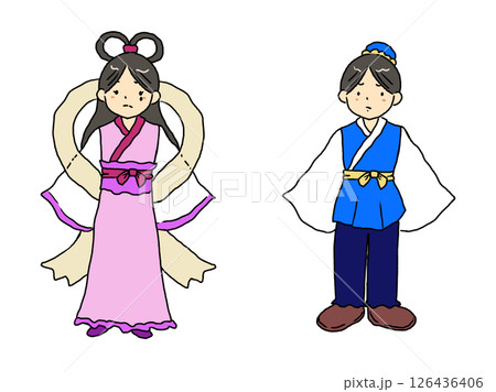 かなしい顔の織姫と彦星 126436406