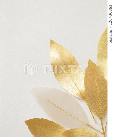 金の葉、和柄、和風イメージの背景素材 126436863