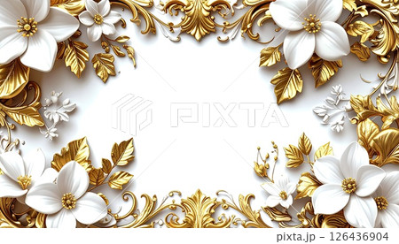 《AI画像》白い花の豪華なフレーム 《AI画像》白い花の豪華なフレーム 126436904