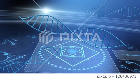 Image of dna strands over scope scanning Image of dna strands over scope scanning 126436973
