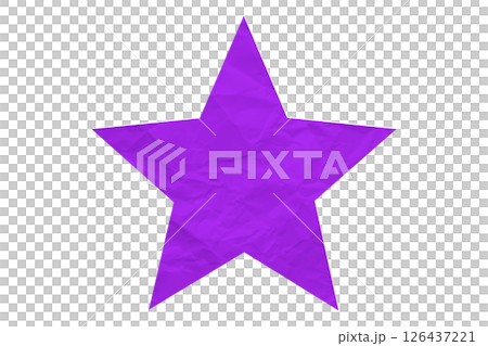 Crumpled purple star pattern stickers, separated on a transparent background. 126437221