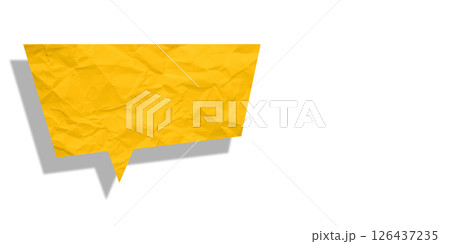 Yellow speech bubble crumpled paper isolated on transparent background 126437235