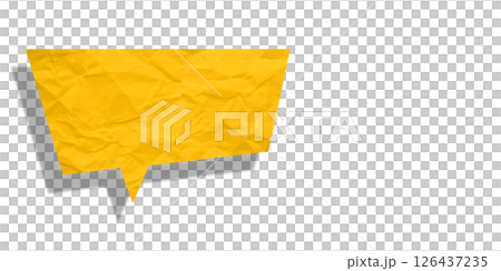 Yellow speech bubble crumpled paper isolated on transparent background Yellow speech bubble crumpled paper isolated on transparent background 126437235