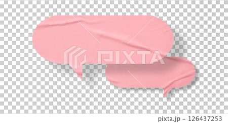 Pink speech bubble crumpled paper isolated on transparent background 126437253