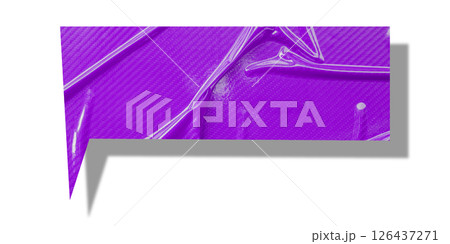 Purple speech bubble crumpled paper isolated on transparent background 126437271
