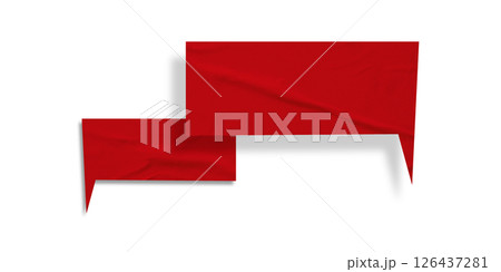 Red speech bubble crumpled paper isolated on transparent background 126437281