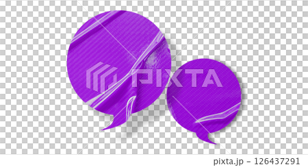 Purple speech bubble crumpled paper isolated on transparent background Purple speech bubble crumpled paper isolated on transparent background 126437291